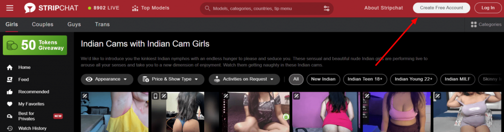 stripchat indian create free account